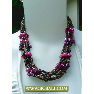 Mix Squins wrap Fashion Necklace combain Pink Pearl and Shells